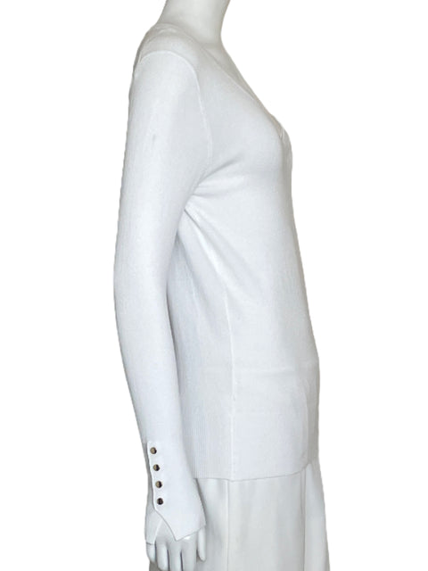 Sweater Zara Punto Botones Blanco-Talla M