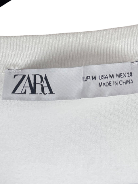 Sweater Zara Punto Botones Blanco-Talla M