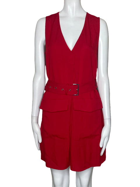 Vestido MNG Bolsillos Cinturón Rojo-Talla 4