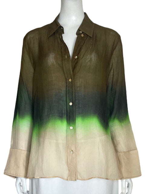 Camisa Massimo Dutti Tie Dye Marron-Talla 8