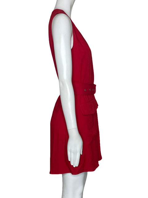 Vestido MNG Bolsillos Cinturón Rojo-Talla 4