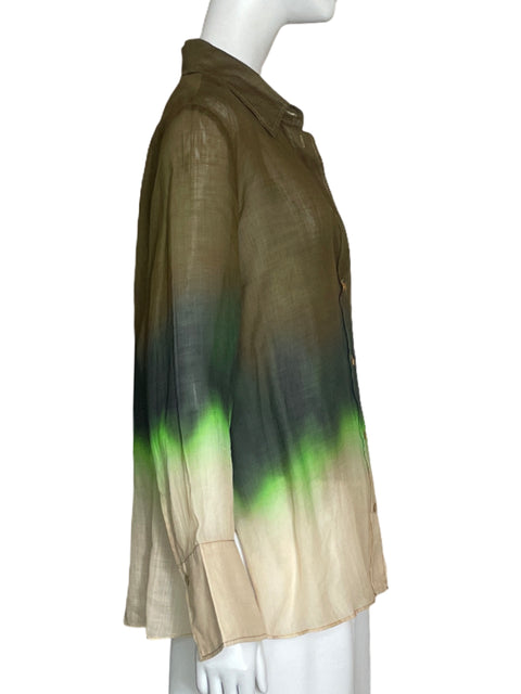 Camisa Massimo Dutti Tie Dye Marron-Talla 8