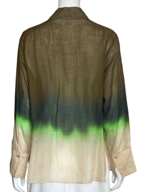 Camisa Massimo Dutti Tie Dye Marron-Talla 8
