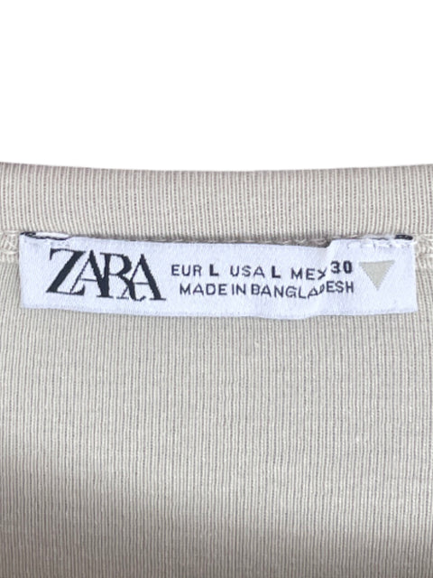 Sweater Zara Manga Larga Beige-Talla L