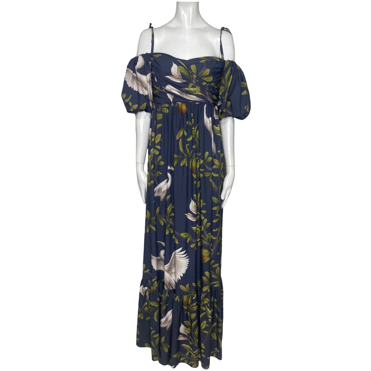 Vestido Zunilda Gutierrez Mangas Medio Hombro 
Azul-Talla XS