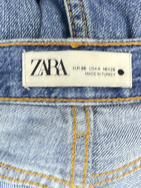 Pantalón Zara Denim High Waisted Azul-Talla 4