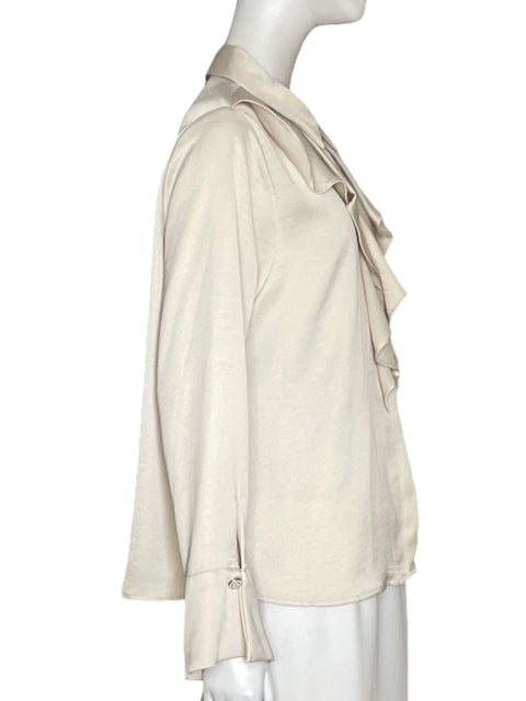 Camisa Zara Satinada Vuelos Beige-Talla L