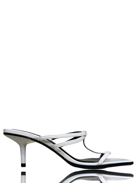 Calzado Zara Tacon Corto Tiras Blanco-Talla 37