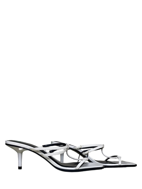 Calzado Zara Tacon Corto Tiras Blanco-Talla 37