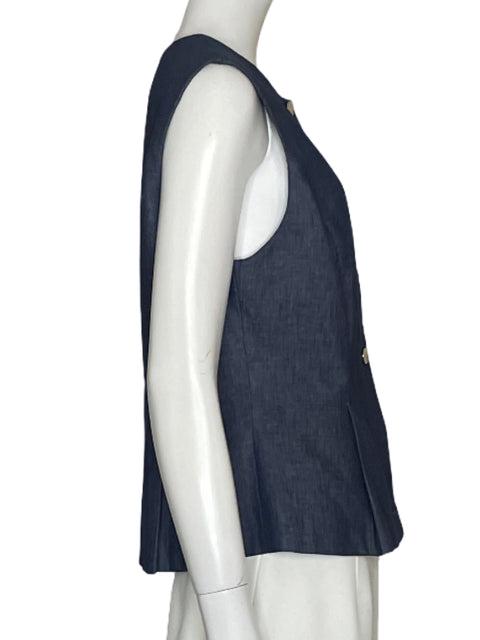 Chaleco Zara Peplum Azul-Talla L