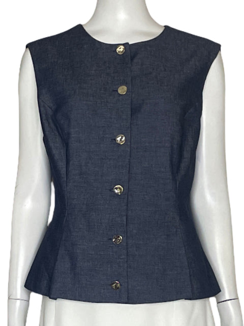 Chaleco Zara Peplum Azul-Talla L