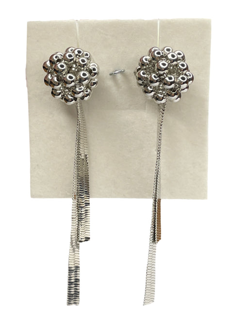 Aretes Tesoro TPS Esferas Borla Plateado-Talla U