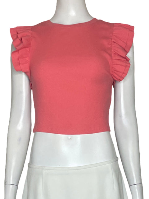 Top Zara Acanalado Vuelo Rosado-Talla M