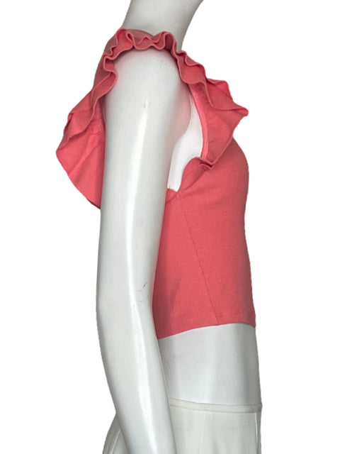 Top Zara Acanalado Vuelo Rosado-Talla M