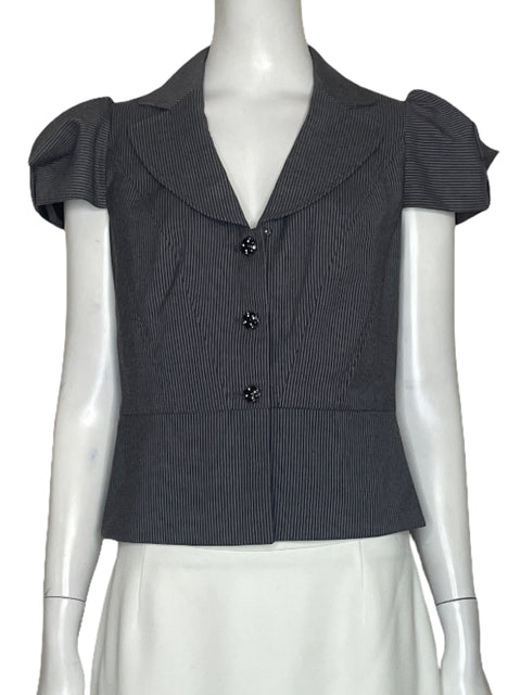 Top Nine West Rayas Botones Gris-Talla M