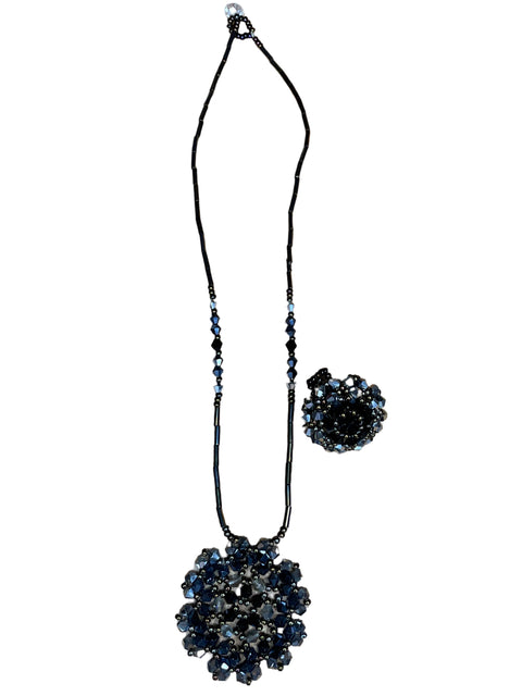 Set Tesoro TPS Collar+Anillo Piedras Azul-Talla U