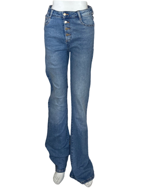 Pantalón Zara Botones Flare Jeans Azul-Talla 6