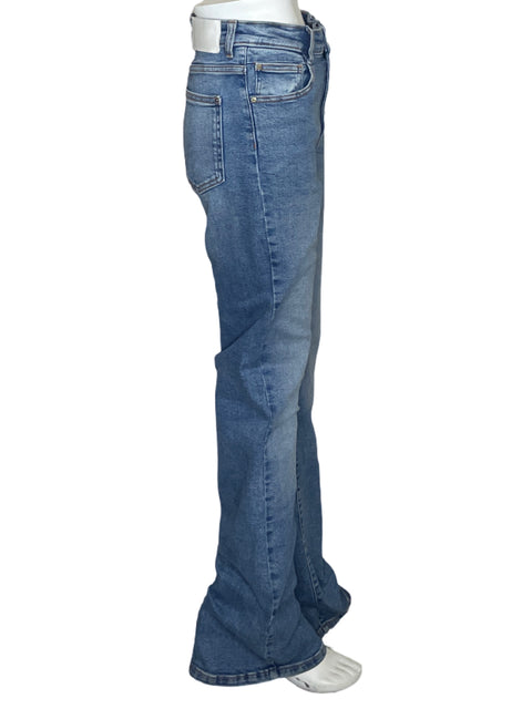 Pantalón Zara Botones Flare Jeans Azul-Talla 6