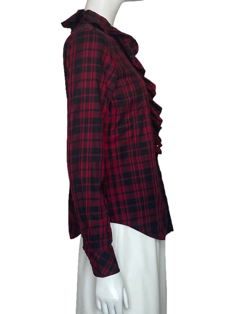 Blusa Ralph Lauren Cuadros Vuelo Rojo-Talla S