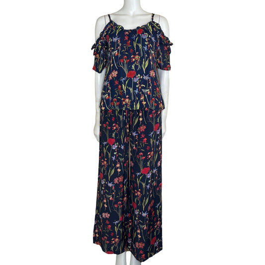 Set Parker Floral Top Pantalón Azul-Talla S