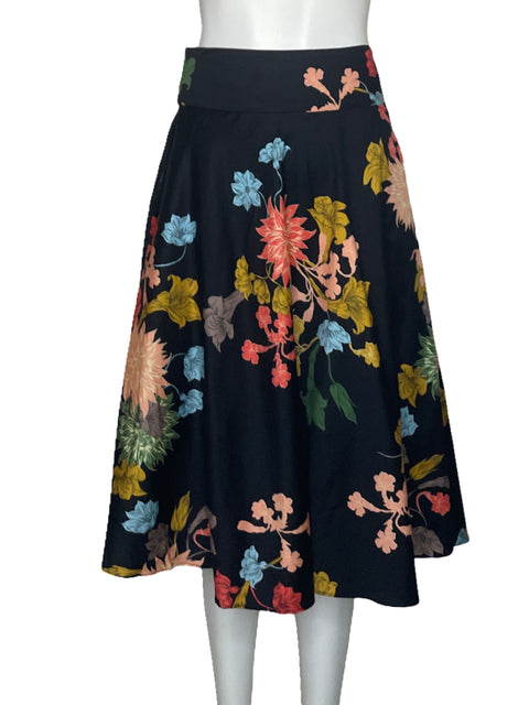 Falda Zara Flores Cinturon Negro-Talla M