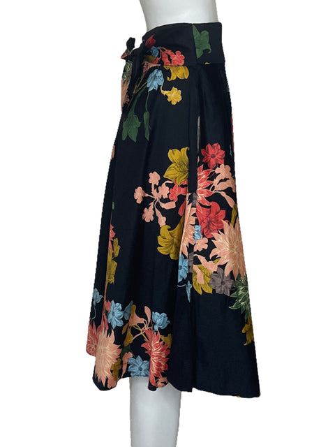 Falda Zara Flores Cinturon Negro-Talla M