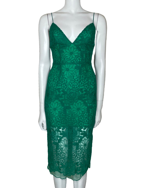 Vestido NBD Encaje Sin Mangas Verde-Talla S