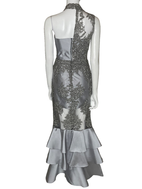 Vestido Darce Maxi Halter One Shoulder Gris-Talla U