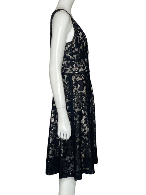 Vestido Tahari Arthur S. Levine Encaje Negro-Talla 8