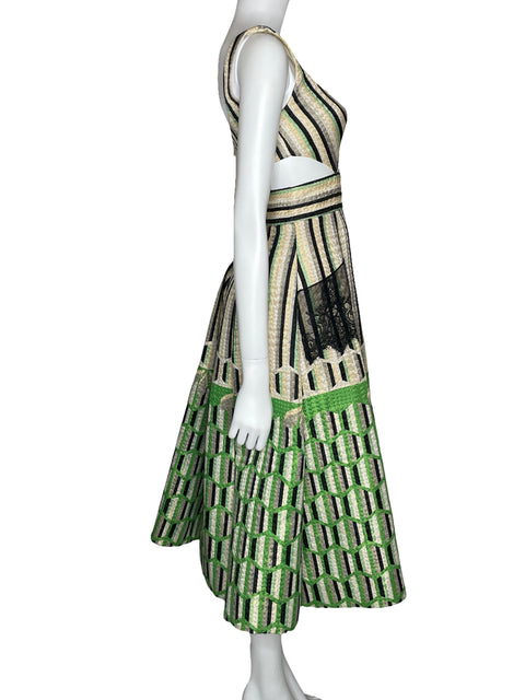 Vestido Gemy Maalouf Jacquard Cut Out Verde-Talla 8