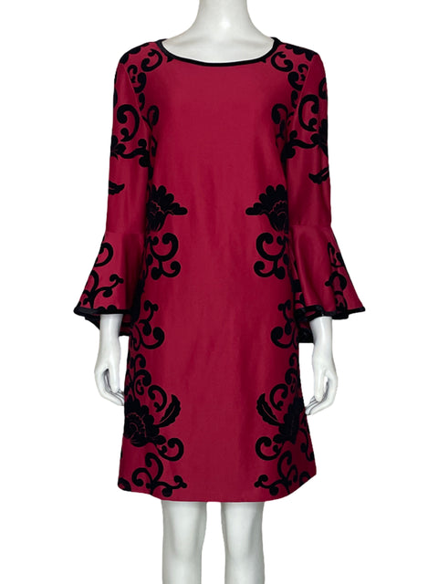 Vestido MSK Estampado Vuelo Rojo-Talla M