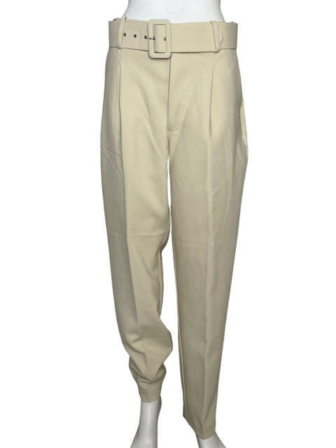 Pantalón Zara Plisado Cinturón Beige-Talla L