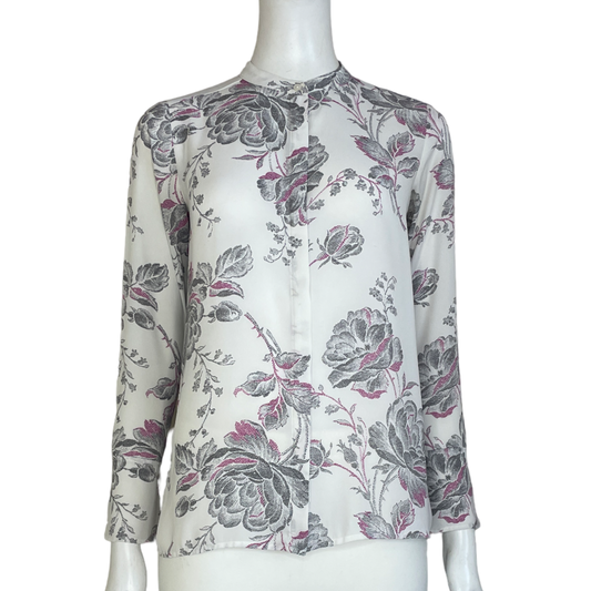 Blusa ANN TAYLOR Floral Mangas Larga Blanco - Talla XS Petite