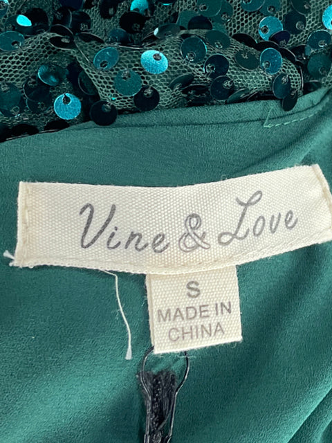 Blusa Vine & Love Lentejuela Hombros Puff Verde-Talla S