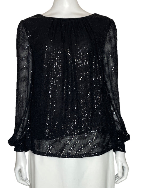 Blusa She+Sky Lentejuelas Mangas Negro-Talla M