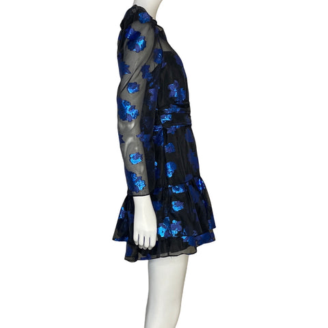 Vestido Zara Floral Metalizado Negro-Talla M