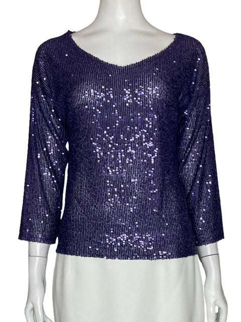 Blusa Susy Mix Lentejuelas Mangas Morado-Talla M