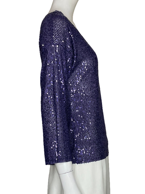 Blusa Susy Mix Lentejuelas Mangas Morado-Talla M