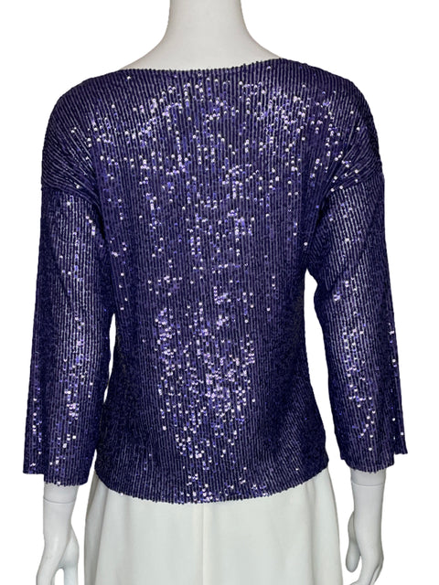 Blusa Susy Mix Lentejuelas Mangas Morado-Talla M