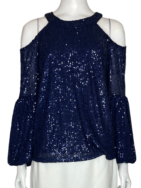 Blusa Cece Mangas Lentejuelas Azul-Talla M