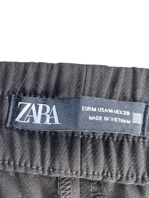 Pantalón Zara Pretina Elastica Recto Negro-Talla L