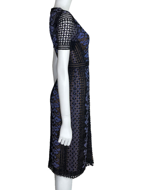 Vestido BCBG Encaje Escote V Negro-Talla 0