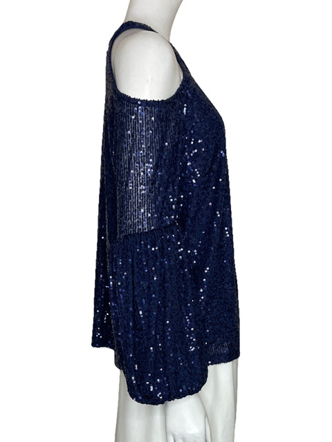 Blusa Cece Mangas Lentejuelas Azul-Talla M