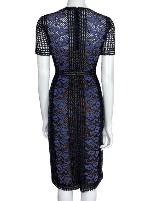Vestido BCBG Encaje Escote V Negro-Talla 0
