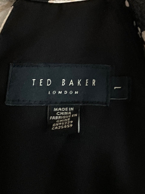 Vestido Ted Baker Floral Asimétrico Negro-Talla 1