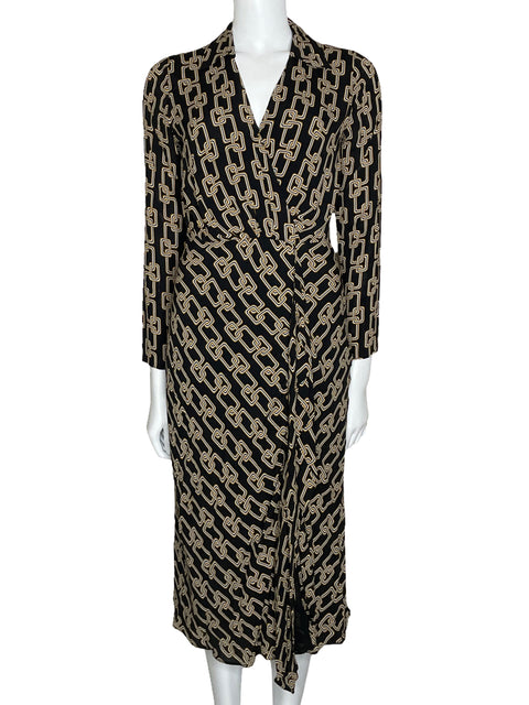 Vestido Massimo Dutti Manga Larga Midi Negro-Talla 2