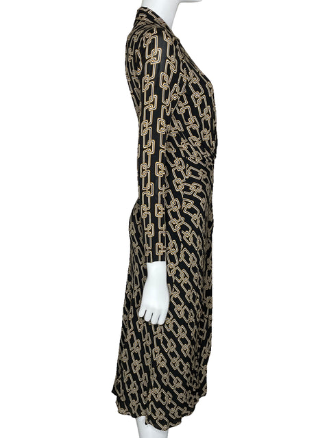 Vestido Massimo Dutti Manga Larga Midi Negro-Talla 2