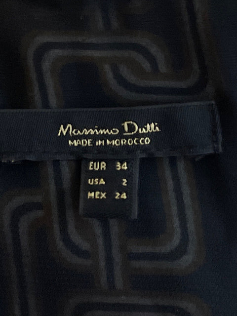 Vestido Massimo Dutti Manga Larga Midi Negro-Talla 2