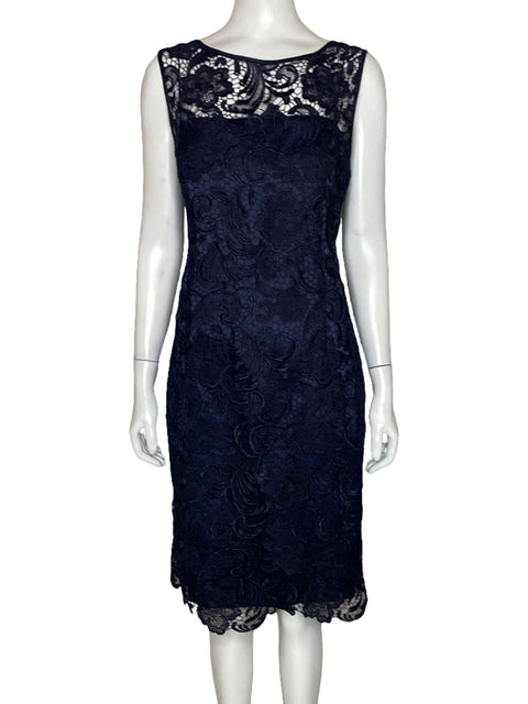 Vestido Adriana Papel Encaje Flores Azul-Talla 16