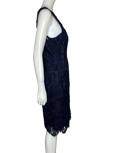 Vestido Adriana Papel Encaje Flores Azul-Talla 16